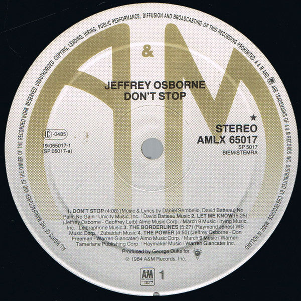 Jeffrey Osborne : Don't Stop (LP, Album)