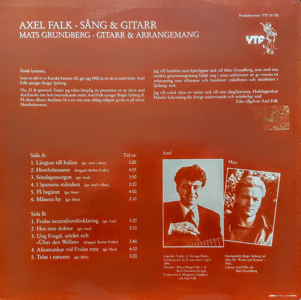 Axel Falk : Sjunger Birger Sjöberg II (LP, Album)