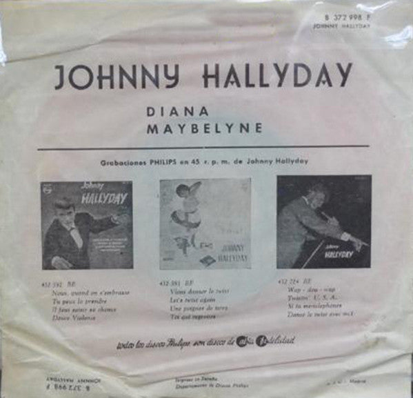 Johnny Hallyday : Diana / Maybelyne (7", Single, Mono)