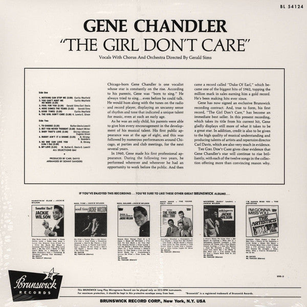 Gene Chandler : The Girl Don't Care (LP, Album, RE)