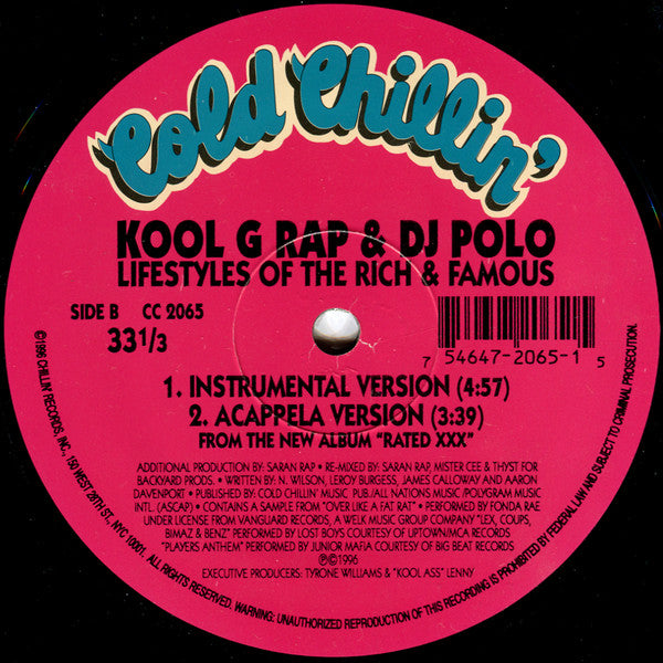 Kool G Rap & D.J. Polo : Lifestyles Of The Rich & Famous (12")