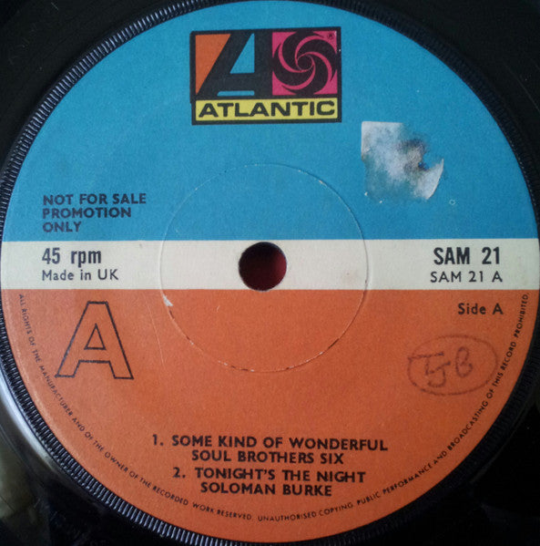 Soul Brothers Six / Solomon Burke / Rex Garvin & The Mighty Cravers / The Mar-Keys : Some Kind Of Wonderful / Tonight's The Night / Sock It To 'Em J.B. / Last Night (7", EP, Promo)