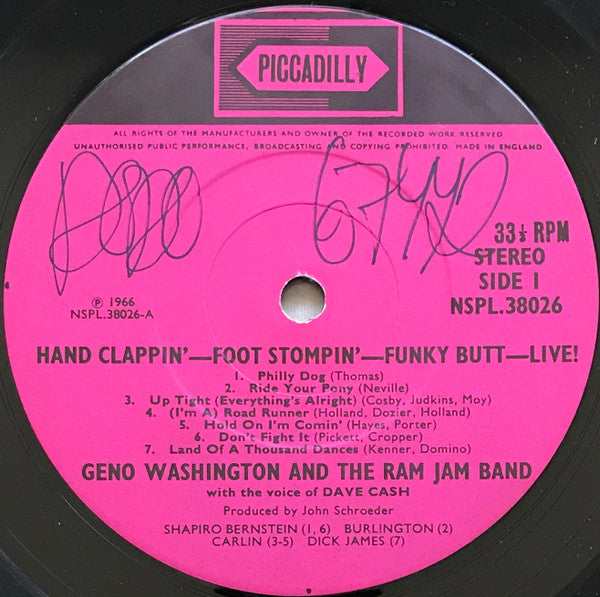 Geno Washington & The Ram Jam Band : Hand Clappin' Foot Stompin' Funky-Butt... Live! (LP)