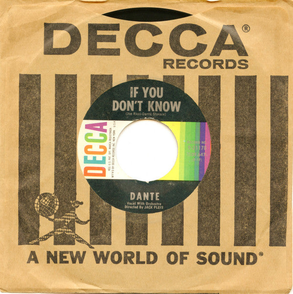 Dante* : If You Don't Know / Leave Your Tears Behind You (7", Single)