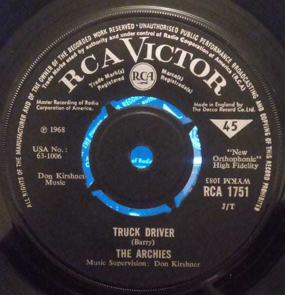 The Archies : Bang Shang A Lang (7", Single)