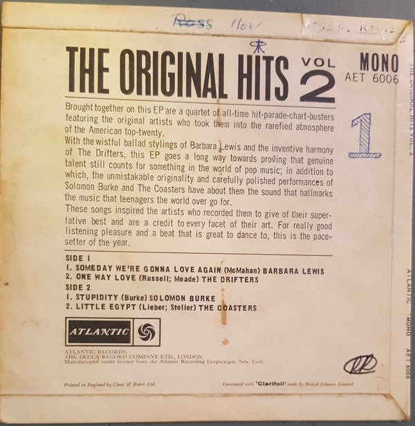 Barbara Lewis / The Drifters / Solomon Burke / The Coasters : The Original Hits Vol.2 (7", EP, Mono)