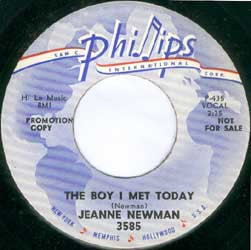 Jeanne Newman : The Boy I Met Today / Thanks A Lot (7", Single, Promo)