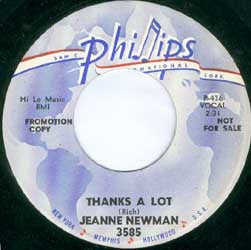 Jeanne Newman : The Boy I Met Today / Thanks A Lot (7", Single, Promo)