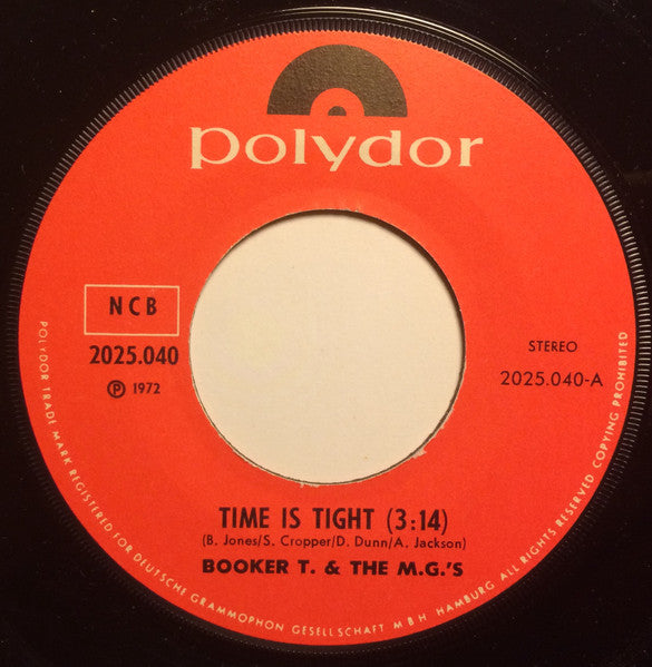 Booker T & The MG's : Time Is Tight / Johnny, I Love You (7", Single, RE)