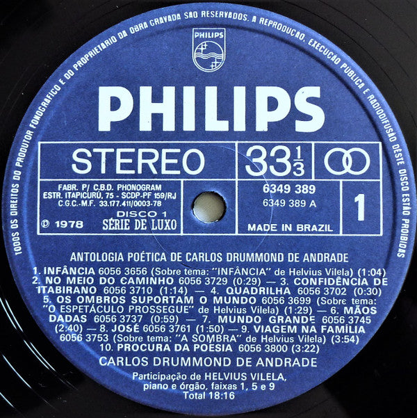Carlos Drummond de Andrade : Antologia Poética (2xLP)