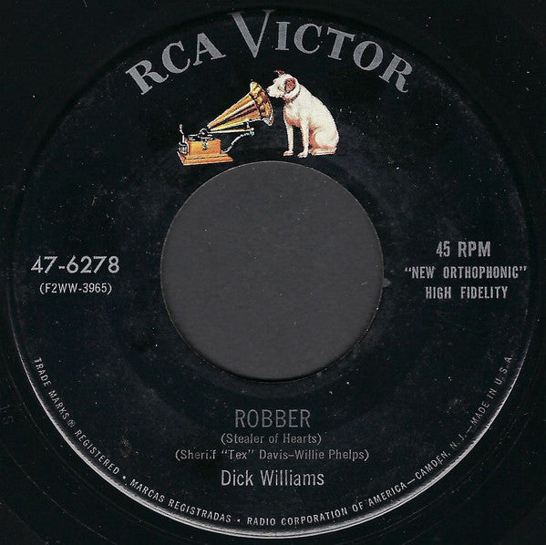 Dick Williams (2) : Livin' It Up / Robber (7")