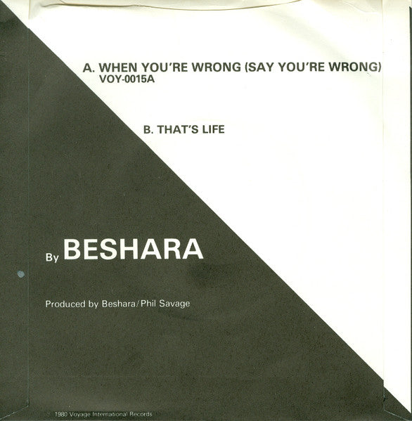 Beshara : When You're Wrong (Say You're Wrong) (7", Single)