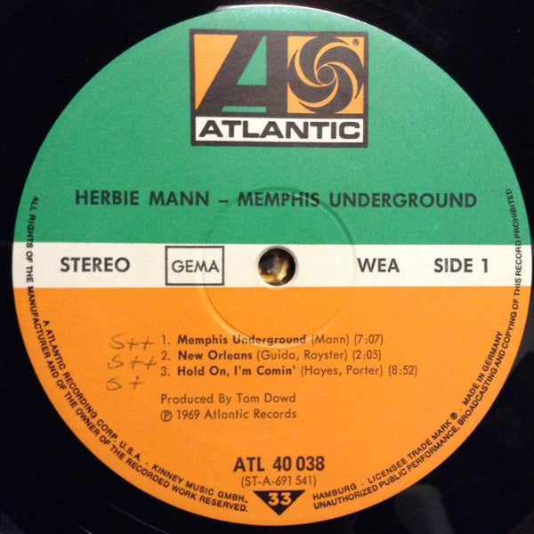 Herbie Mann : Memphis Underground (LP, Album, RE)