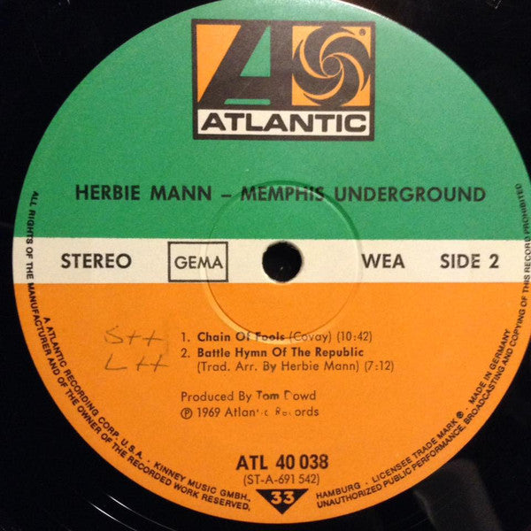 Herbie Mann : Memphis Underground (LP, Album, RE)