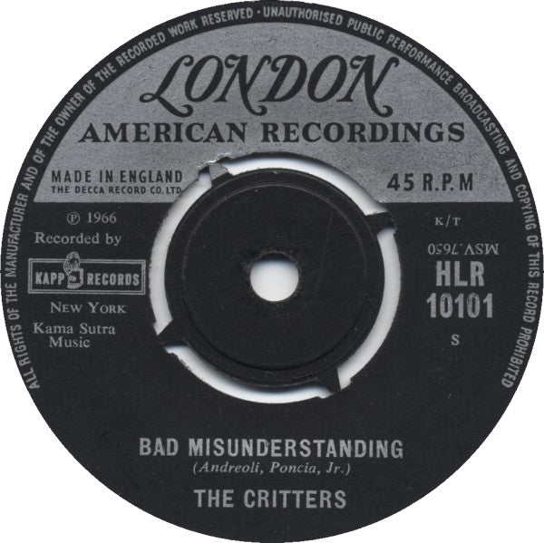 The Critters : Bad Misunderstanding (7")