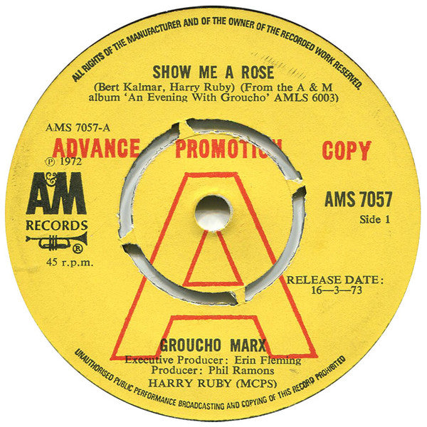Groucho Marx : Show Me A Rose (7", Single, Promo)
