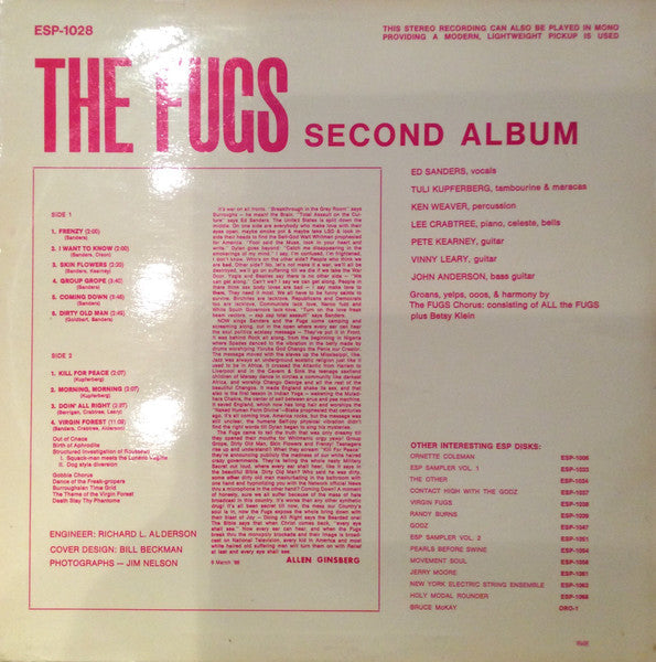 The Fugs : The Fugs Second Album (LP, Album)