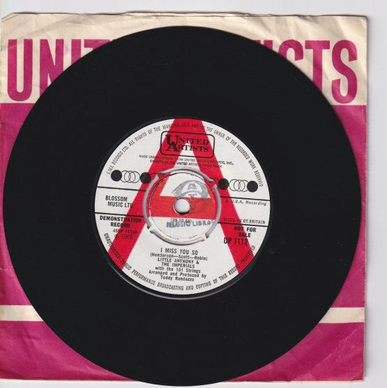 Little Anthony & The Imperials : I Miss You So (7", Single)