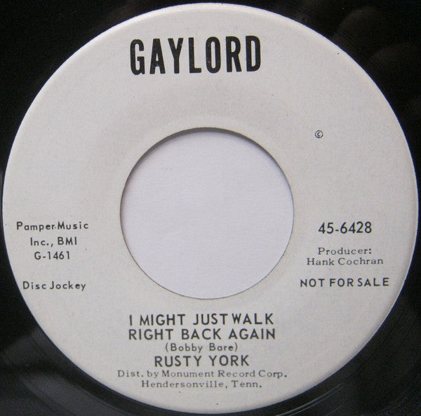 Rusty York : Sally Was A Good Old Girl / I Might Just Walk Right Back Again (7", Single, Promo)