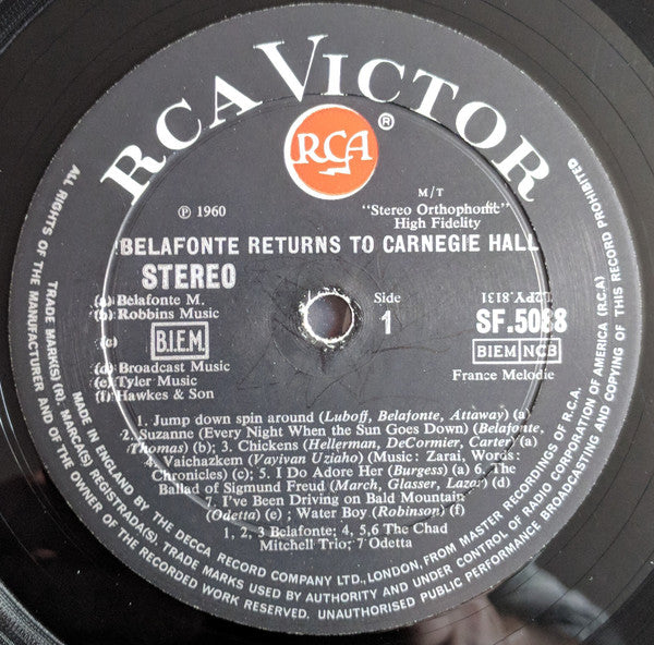 Harry Belafonte With Odetta & The Chad Mitchell Trio : Belafonte Returns To Carnegie Hall (LP, Album, m/t)