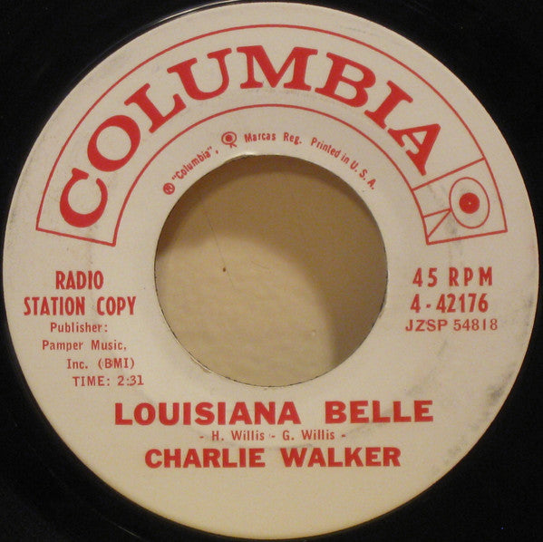 Charlie Walker (2) : Louisiana Belle (7", Single, Promo)