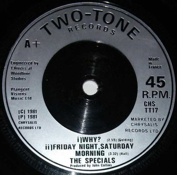 The Specials : Ghost Town /  Why? / Friday Night Saturday Morning (7", Single, Sil)