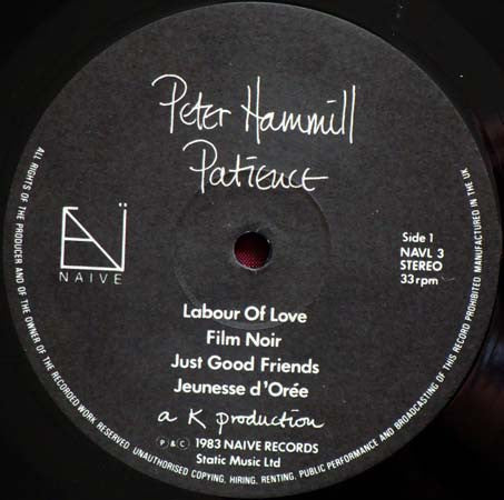Peter Hammill : Patience (LP, Album)