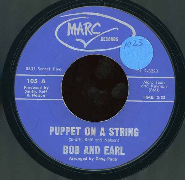 Bob & Earl : Puppet On A String / My Woman (7")