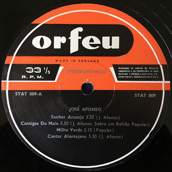 José Afonso : Cantigas Do Maio (LP, Album, Gat)