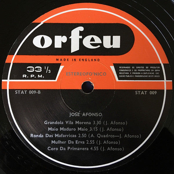 José Afonso : Cantigas Do Maio (LP, Album, Gat)