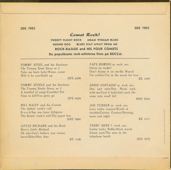 Rock-Ragge And His Four Comets : Comet Rock! (7", EP, Mono)