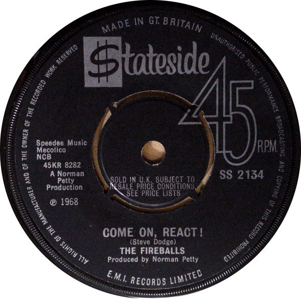 The Fireballs : Come On, React! (7", Single)
