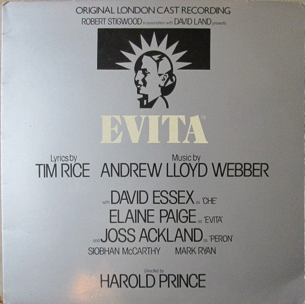 Andrew Lloyd Webber And Tim Rice : Evita (Original London Cast Recording) (LP, Album, RE, Gat)