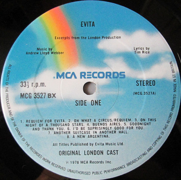 Andrew Lloyd Webber And Tim Rice : Evita (Original London Cast Recording) (LP, Album, RE, Gat)