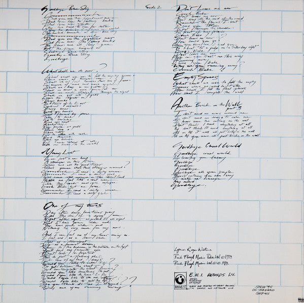 Pink Floyd : The Wall (2xLP, Album, Gat)