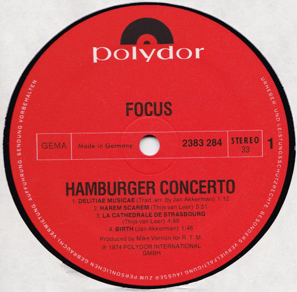Focus (2) : Hamburger Concerto (LP, Album, Gat)