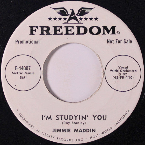 Jimmie Maddin : I'm Studyin' You / I Just Can't Say Goodnight (7", Single, Promo)