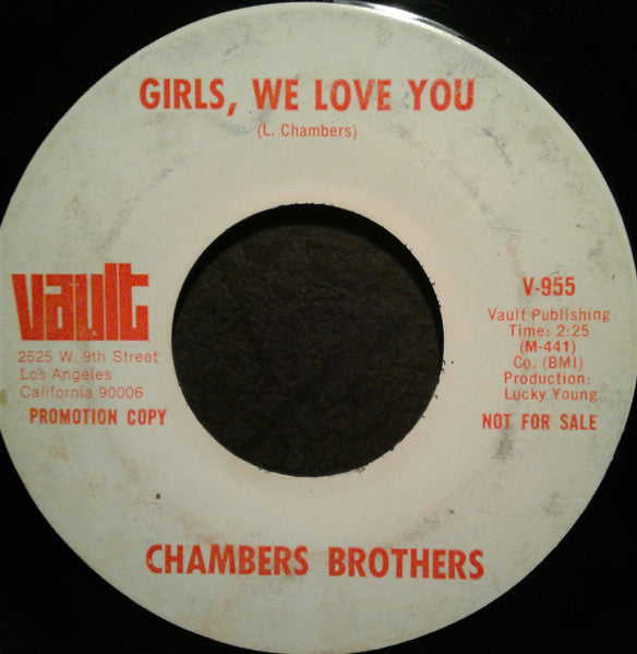 The Chambers Brothers : Girls, We Love You / Just A Closer Walk With Thee (7", Single, Mono, Promo)