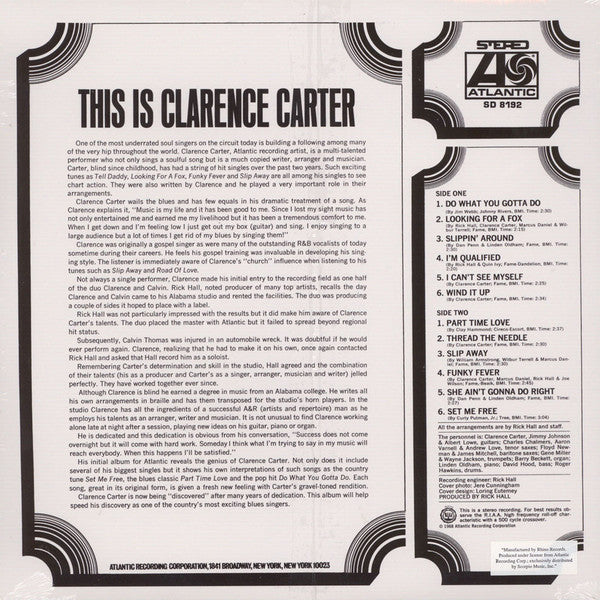 Clarence Carter : This Is Clarence Carter (LP, Album, RE)