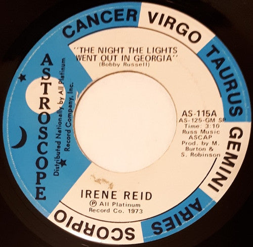 Irene Reid : The Night The Lights Went Out In Georgia (7", Single)