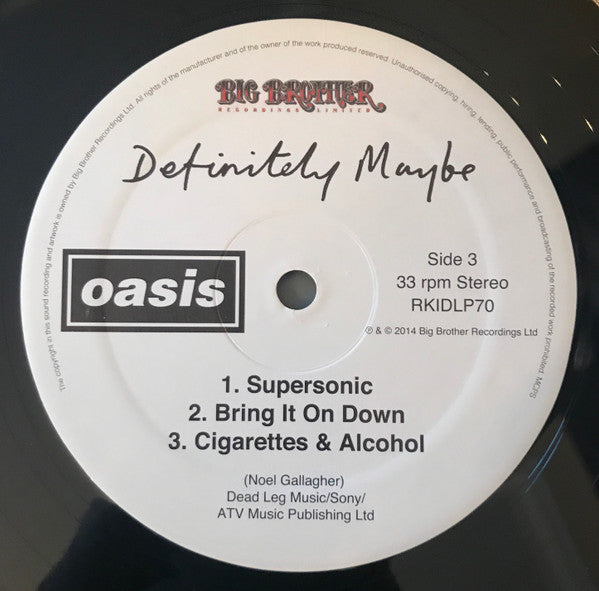 Oasis (2) : Definitely Maybe (2xLP, Album, RE, RM, Hea)