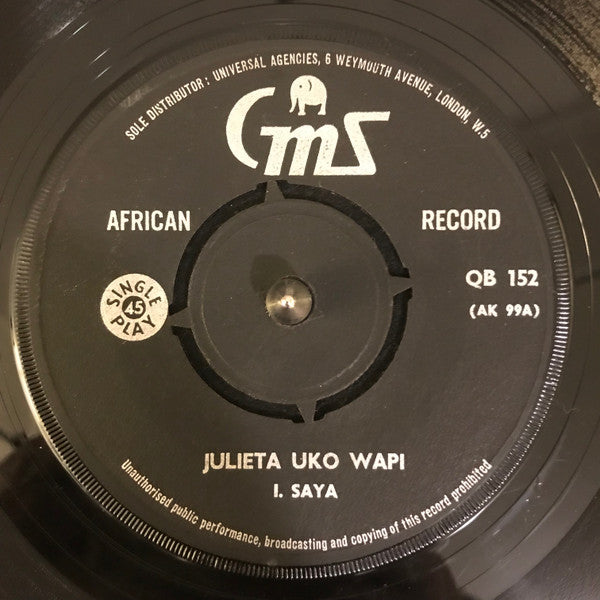Isaya Mwinamo / Isaya Mwinamo : Julieta Uko Wapi / Napenda Jeni (7", Single)