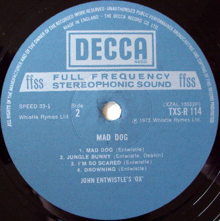 John Entwistle's Ox : Mad Dog (LP, Album)