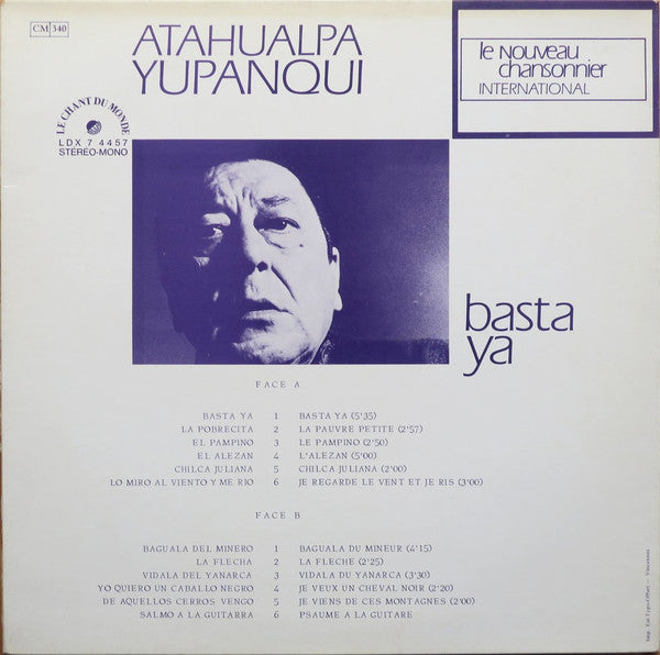 Atahualpa Yupanqui : Basta Ya (LP, Album, RE, Tri)