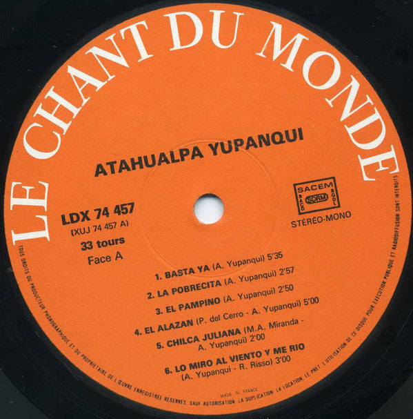 Atahualpa Yupanqui : Basta Ya (LP, Album, RE, Tri)