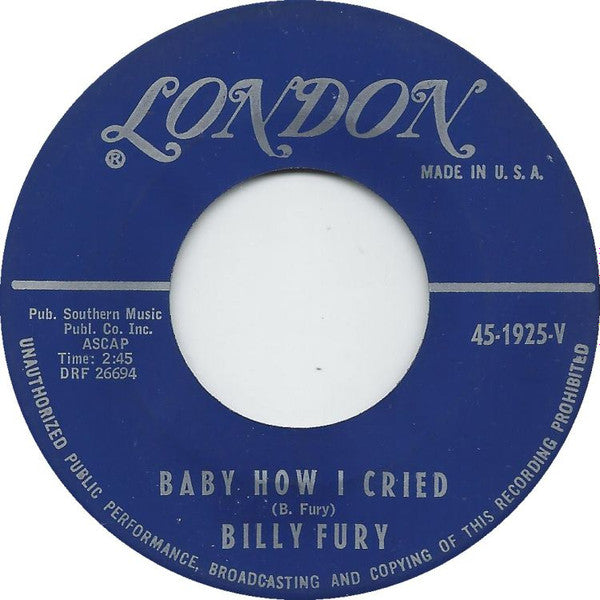Billy Fury : Colette / Baby How I Cried (7")