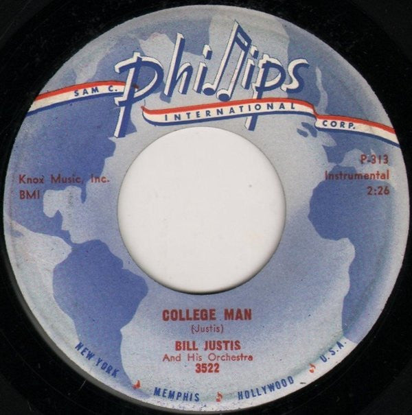 The Bill Justis Orchestra : College Man / The Stranger (7", Single, Mono)