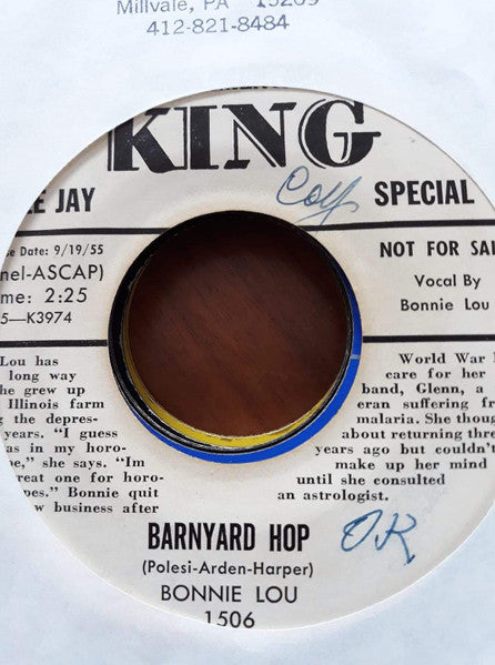 Bonnie Lou : Miss The Love / Barnyard Hop (7", Promo)