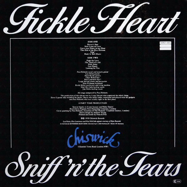Sniff 'n' The Tears : Fickle Heart (LP, Album)