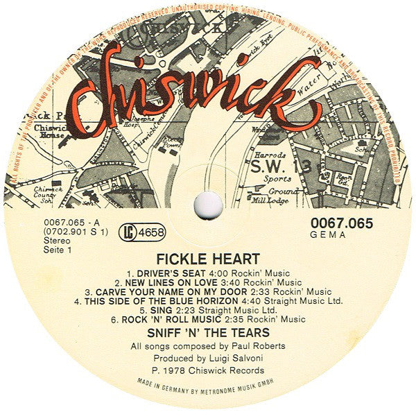 Sniff 'n' The Tears : Fickle Heart (LP, Album)